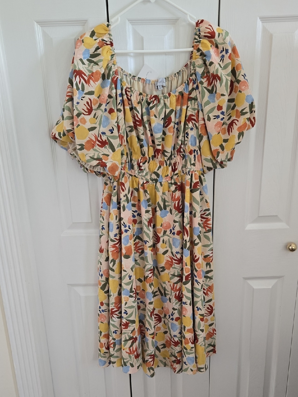 One Loved Babe Floral Puff Sleeve Midi Dress in Multi